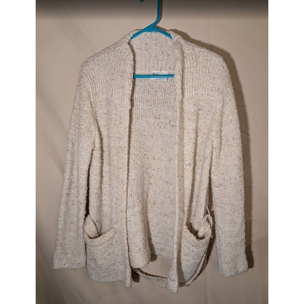 Vintage Personal Beige Knit Cardigan Sweater Belted Pockets Wool Blend Large‎